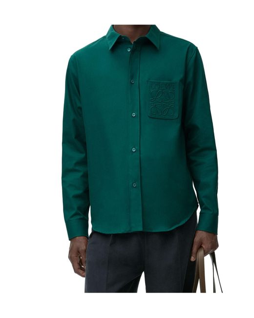 Loewe Green Anagram Embroidered Shirt for men