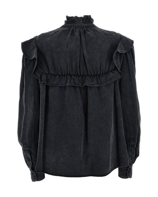 Isabel Marant Black Isabel Marant Étoile Idety Ruffled Denim Shirt