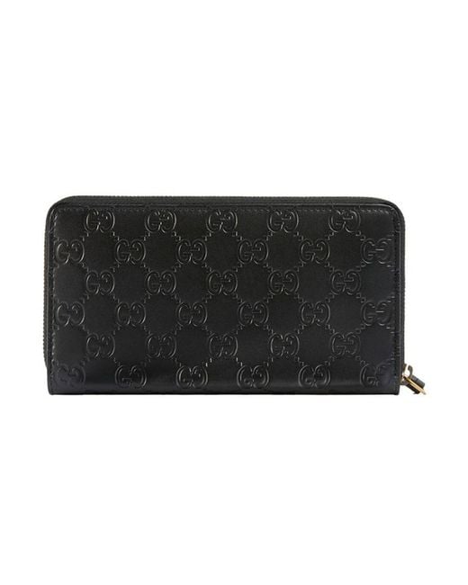 Gucci Black Cat Head Inlaid Zipper Wallet