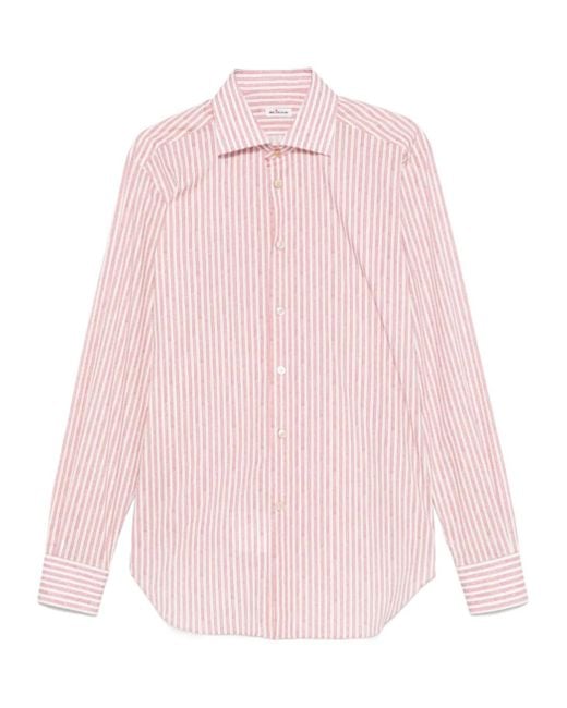 Kiton Pink Candy-Striped Shirt for men