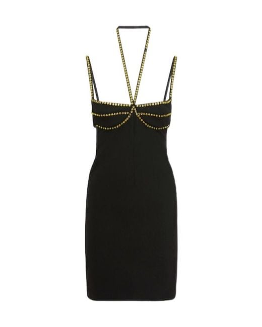 The Attico Black Crystal Crepe Coco Dress