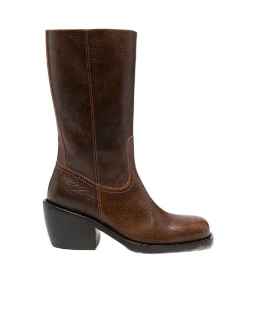 Dries Van Noten Brown Round-Toe Short Boots