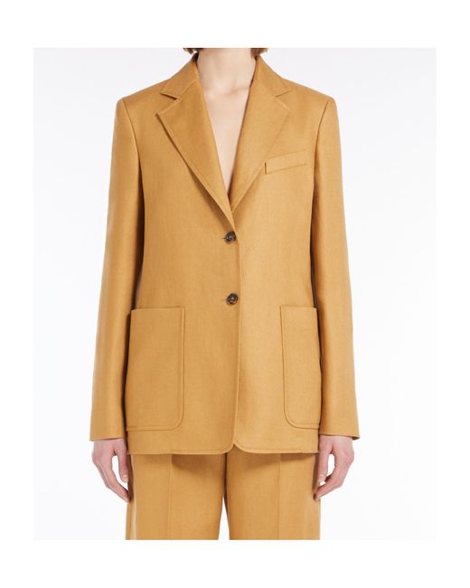 Max Mara Natural Single-Breasted Linen Blazer