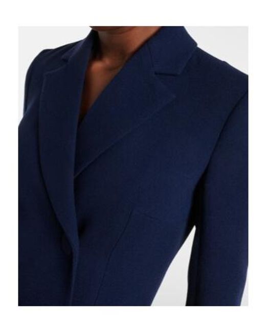 Emilia Wickstead Blue Chaney Wool Crepe Midi Dress