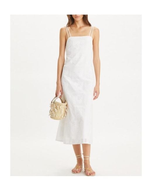 Tory Burch White Strapped Midi Dress