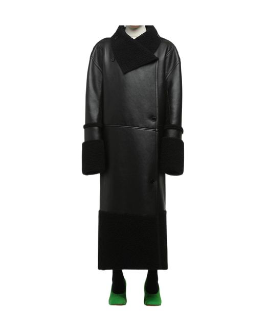 Entire studios Black Shearling Long Coat for men