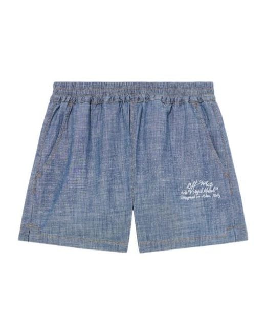 Off-White c/o Virgil Abloh Blue Chambray Denim Pajama Shorts