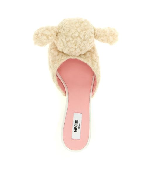 Moschino Natural Sheep Embellished Mules