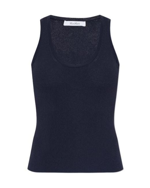Max Mara Blue Editta Ribbed-Knit Tank Top