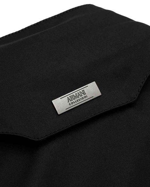 Armani Collezioni Black Removable Hat Logo Coat for men