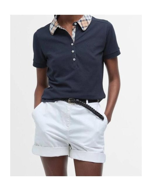 Barbour Blue Malvern Tartan Collar Polo Shirt