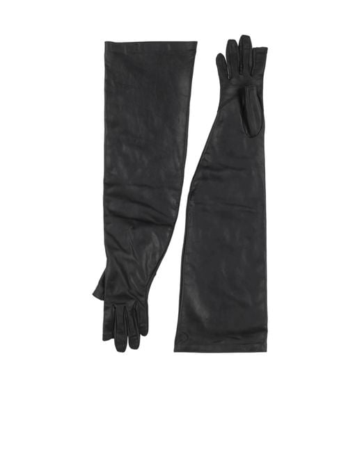 Rick Owens Black Solid Color Leather Gloves