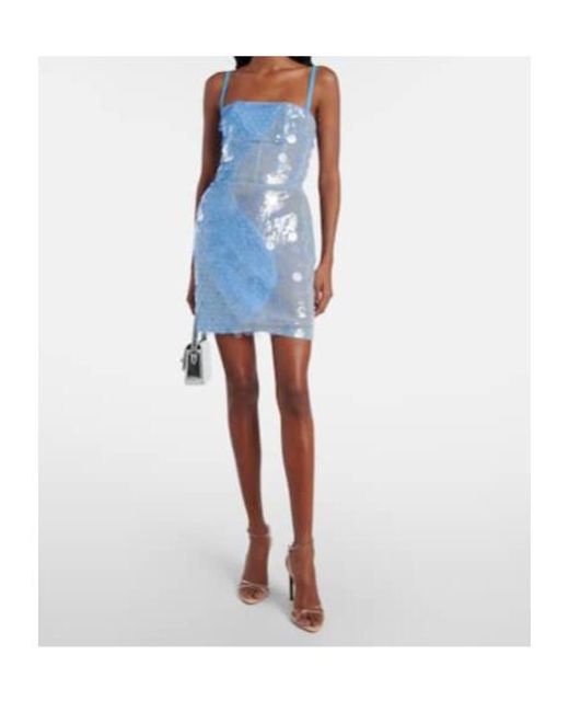 Nensi Dojaka Blue Sequined Minidress