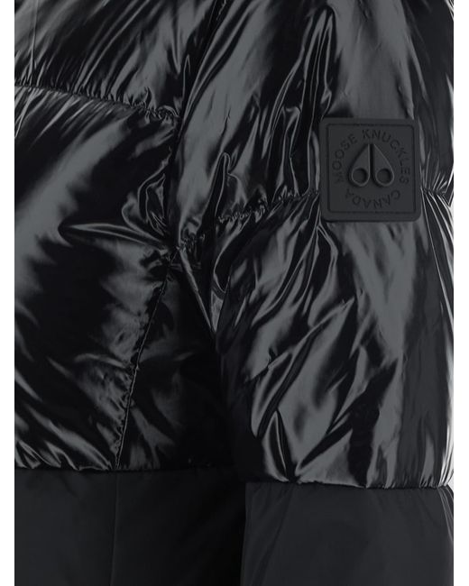 Moose Knuckles Black High-Shine Panel Coat