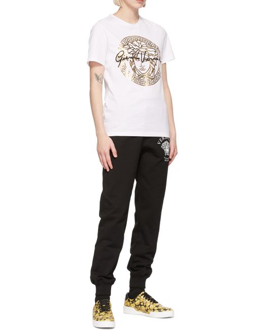 Versace White Metallic Medusa Print T-Shirt