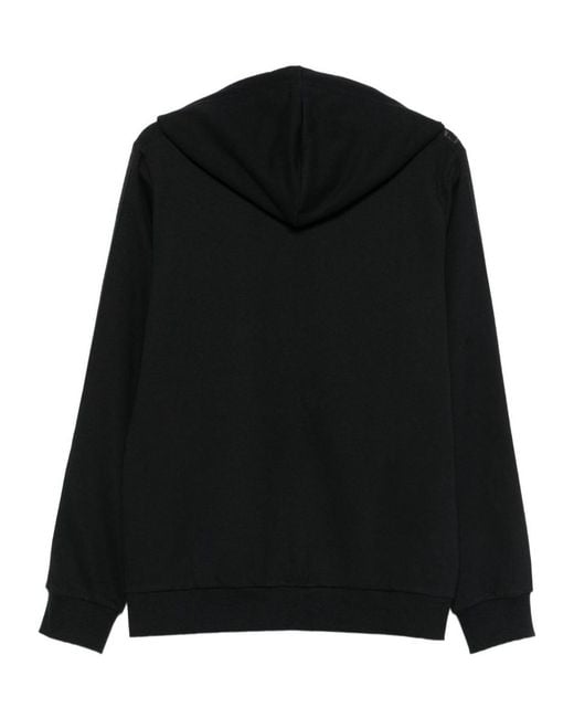 Emporio Armani Black Logo-Tape Hooded Zip-Up Hoodie for men