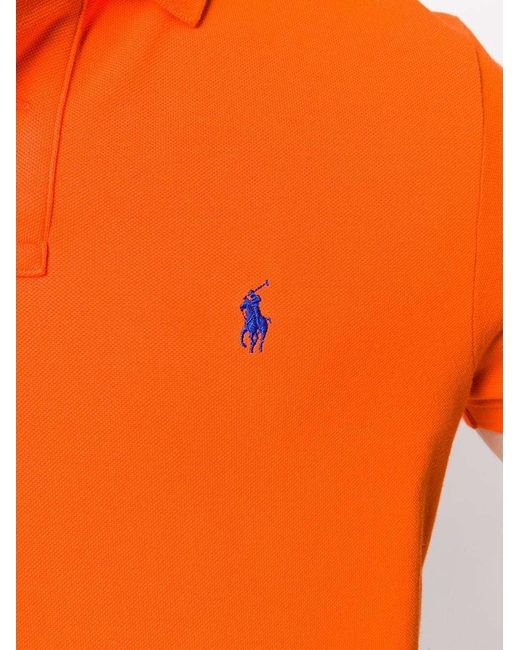 Polo Ralph Lauren Orange Logo Embroidered Short-Sleeved Polo Shirt for men