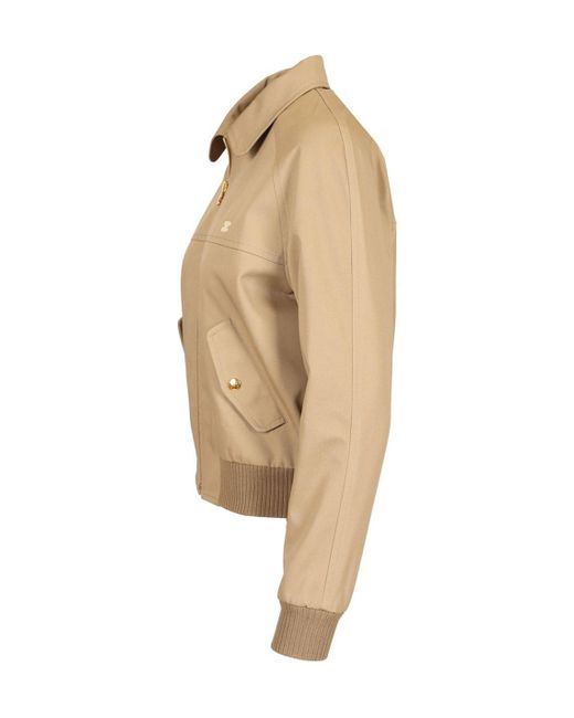 Celine Triomphe Blouson Jacket in Natural | Lyst