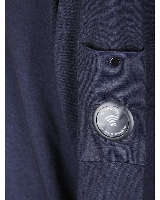 C P Company Blue Lens-Detail Raglan-Sleeve Sweater for men