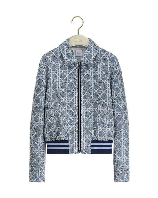 Dior Blue Zipped Macrocannage Jacket