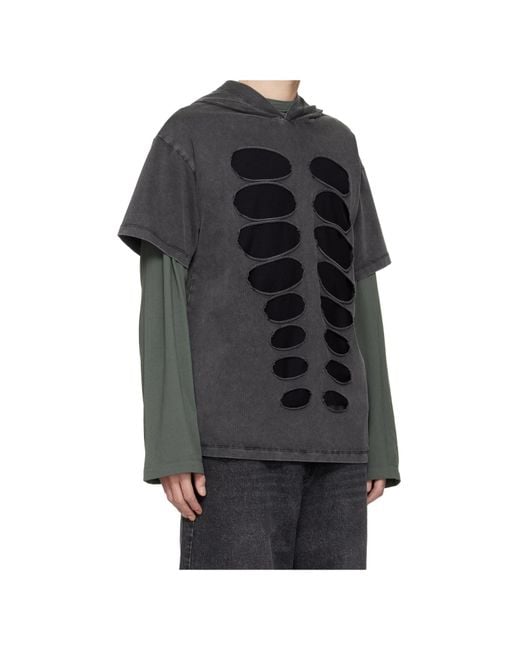 AVAVAV Black Cut-Out Hooded T-Shirt for men