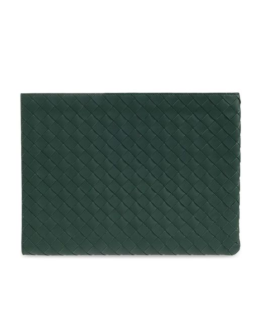 Bottega Veneta Green Intreciato Semi-Zipper Clutch for men
