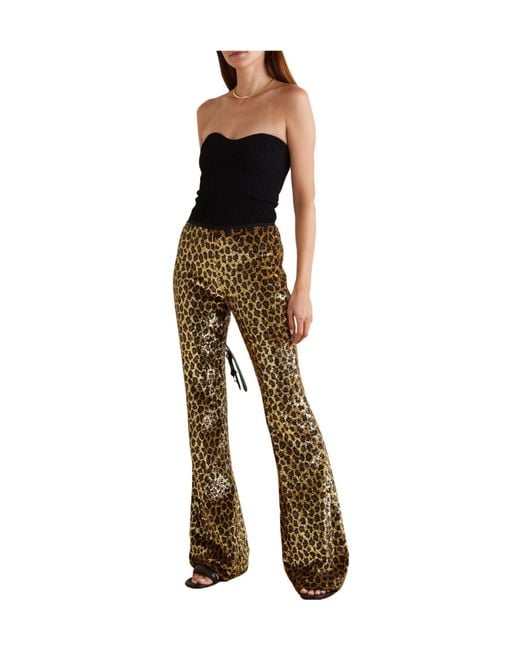 Michael Kors Natural Sequined Georgette Flared Pants