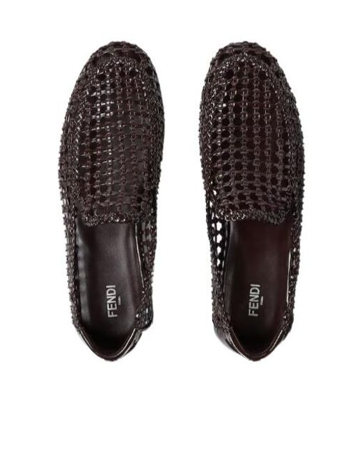 Fendi Black Woven Slip-On Loafers for men