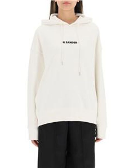 Jil Sander Gray Hooded Logo Sweatshirt