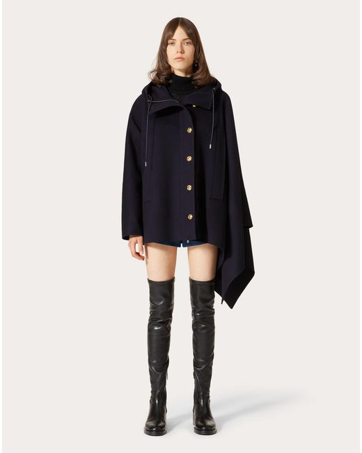 Valentino Blue Asymmetric Hooded Coat