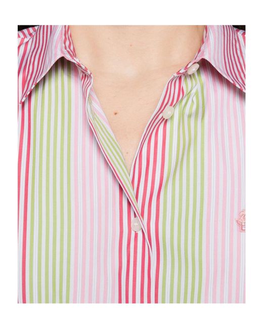 Etro Pink Striped-Pattern Long-Sleeve Shirt