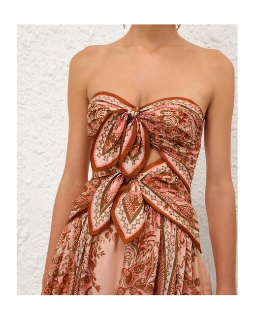 Zimmermann Multicolor Aster Printed Bow Midi Dress