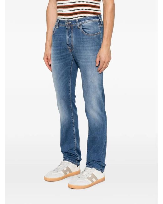 Jacob Cohen Blue Bard Logo-Patch Slim-Fit Denim Jeans for men