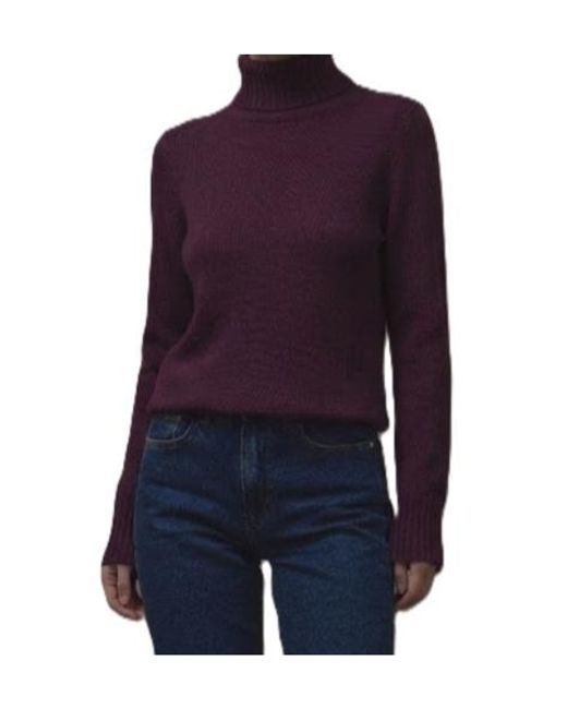 Allude Purple Turtleneck Knit Top