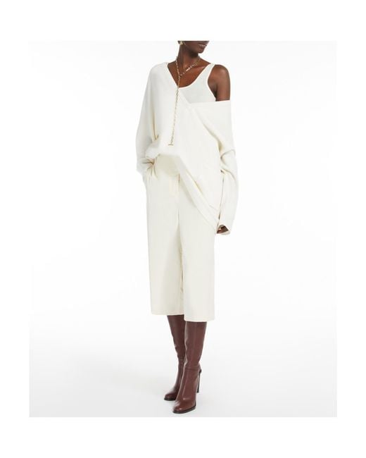Max Mara White Wool And Cashmere Pullovers