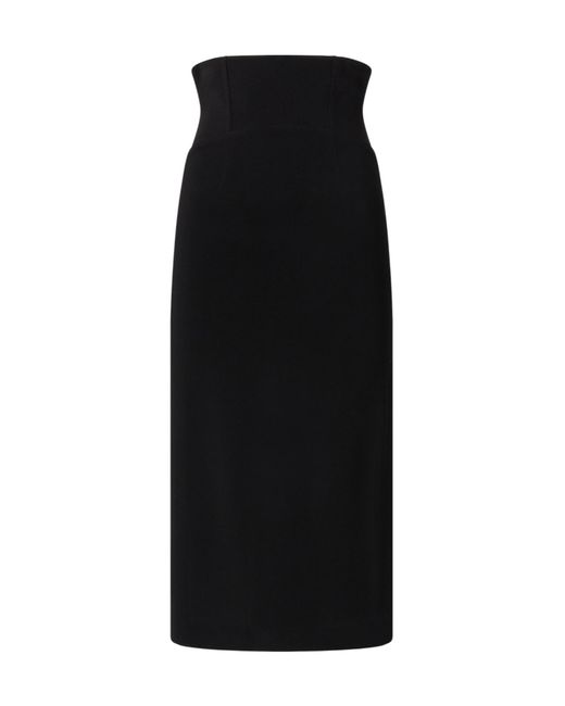 Pinko Black High-Waist Midi Skirt