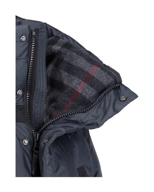 Burberry Blue High-Neck Hooded Coat for men