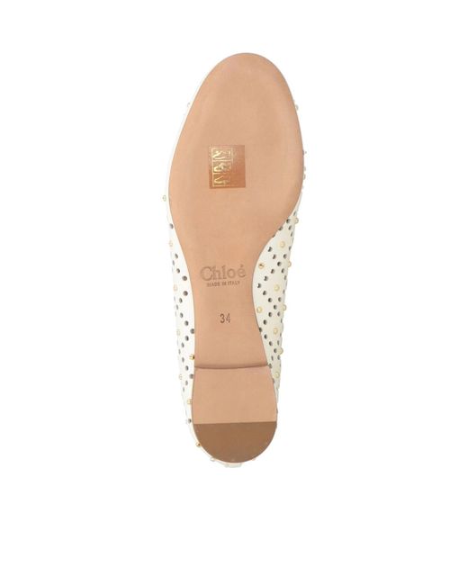 Chloé White Round-Toe Loafers