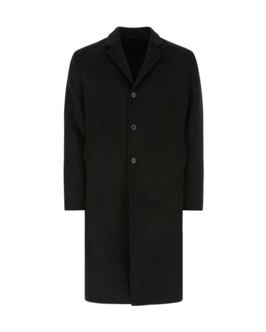 Prada Black Single Breasted Long Sleeved Coat for men