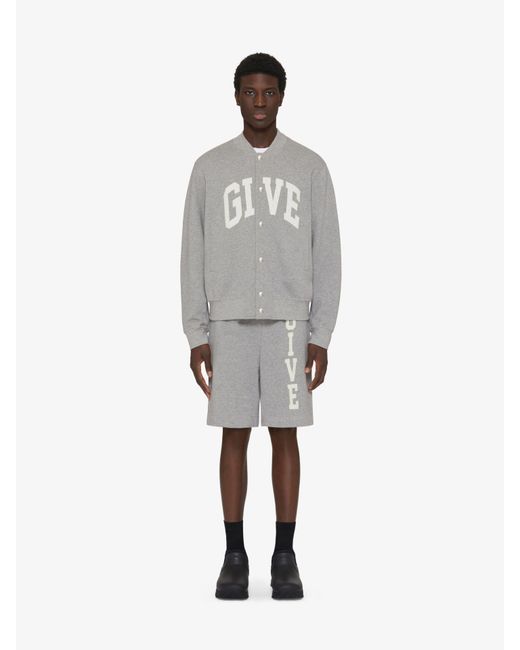 Givenchy Gray Logo Printed College Bermuda Shorts for men