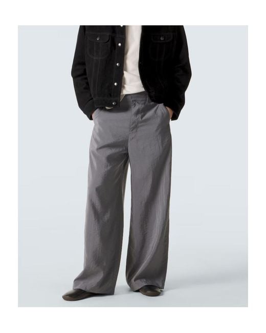 Lemaire Gray Silk-Blend Barrel-Leg Pants for men