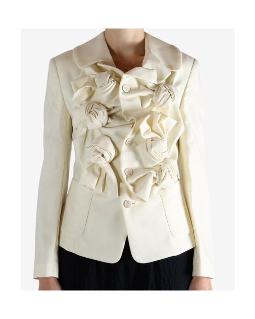 Comme des Garçons White Comme Des Garçons Comme Des Garçons Ruffled Detail Jacket