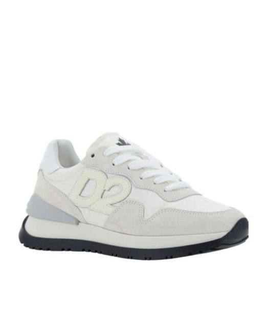 DSquared² White Logo-Patch Low-Top Sneakers