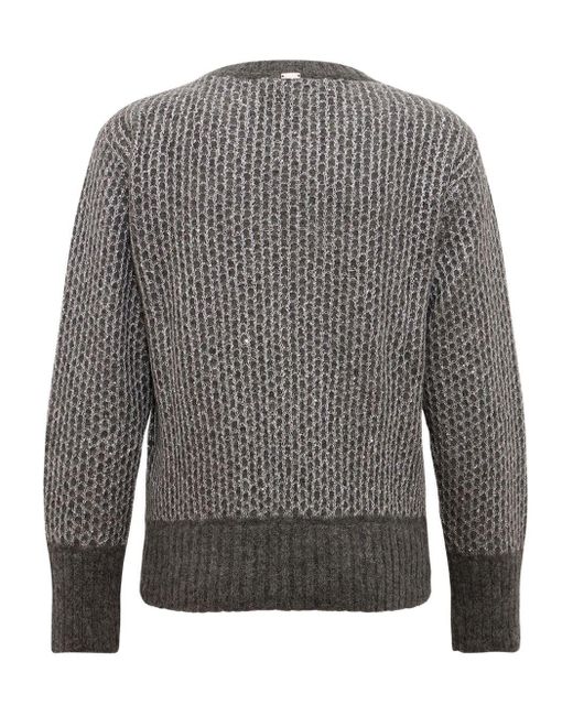 Herno Gray Sequin-Embellishment Sweater