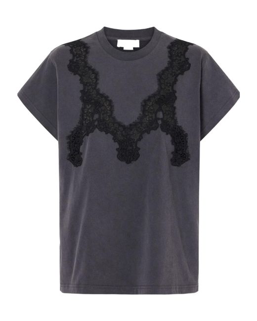 Stella McCartney Black Lace-Detailed Crewneck T-Shirt