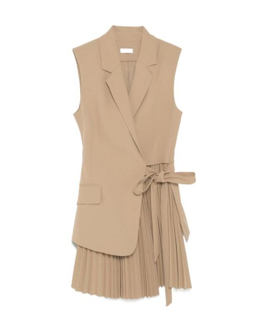 Jonathan Simkhai Natural Eman Pleated Wrap Dress