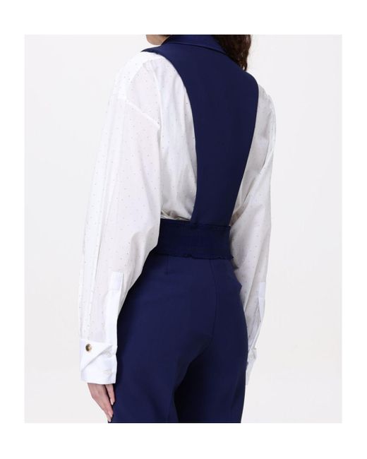 Elisabetta Franchi Blue Crepe Tuxedo Waistcoat