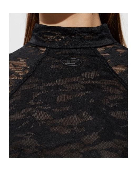 DIESEL Black Lace Open Back Bodysuit