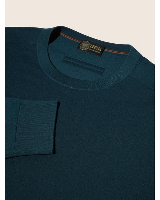 Zegna Blue Dark Vellus Aureum Crewneck for men