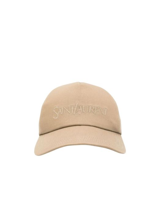 Saint Laurent Natural Logo Embroidered Baseball Cap